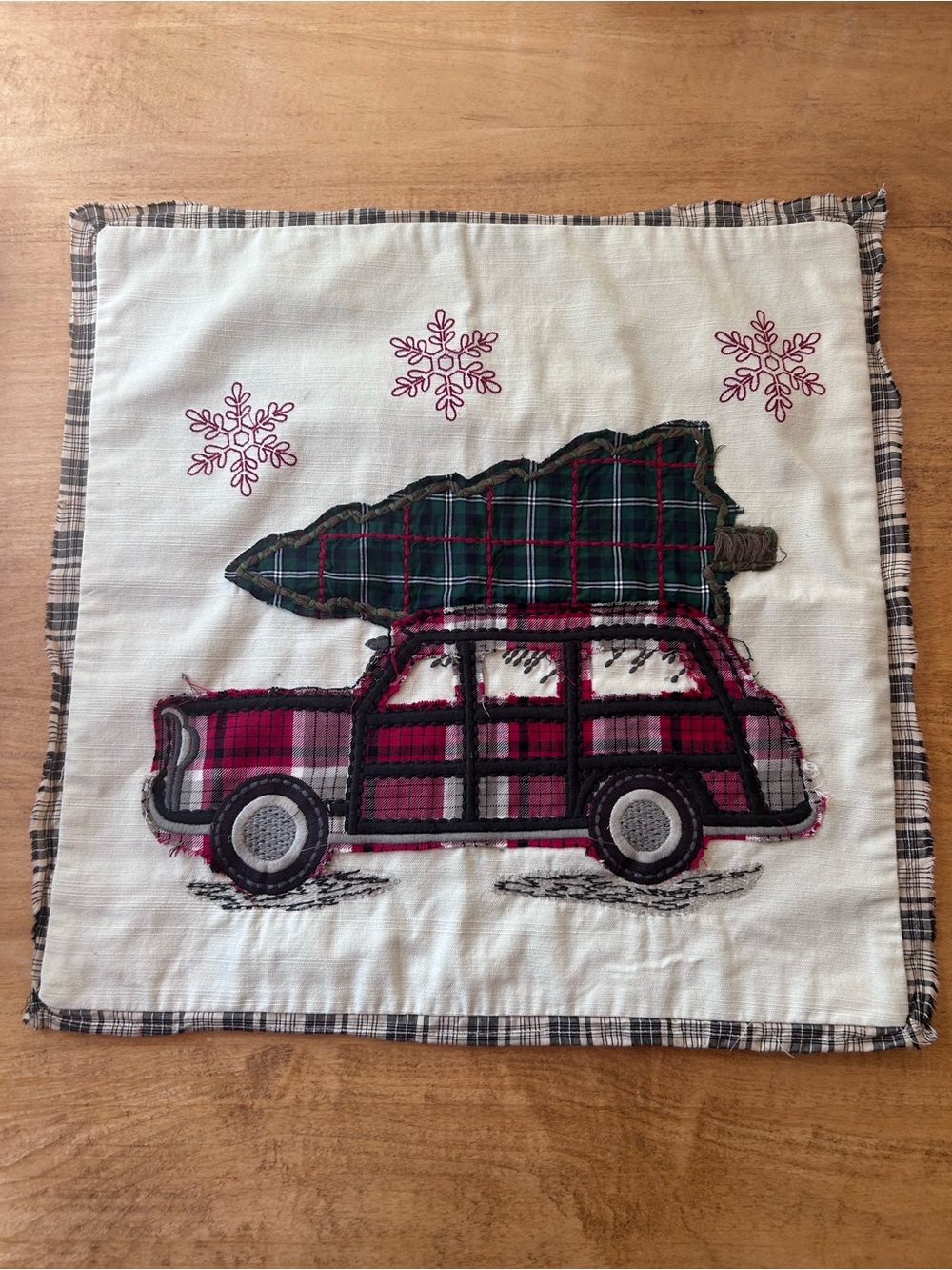 Pottery Barn Holiday Truck & Tree Square Pillow Cover with Zipper Closure. 20x20